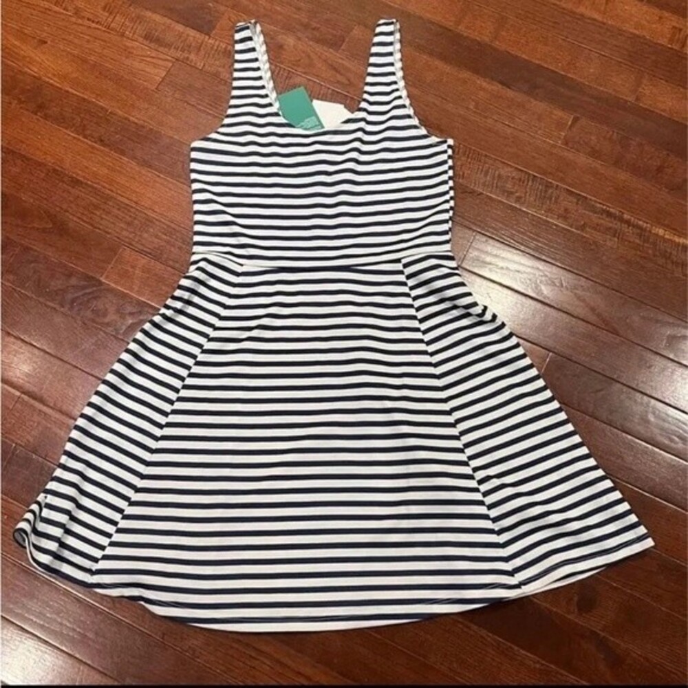 H&M white and navy nautical striped sleeveless dress size 8 NWT - Picture 2 of 5